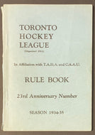 1934-35 Toronto Hockey League Rule Book Vintage Great Content
