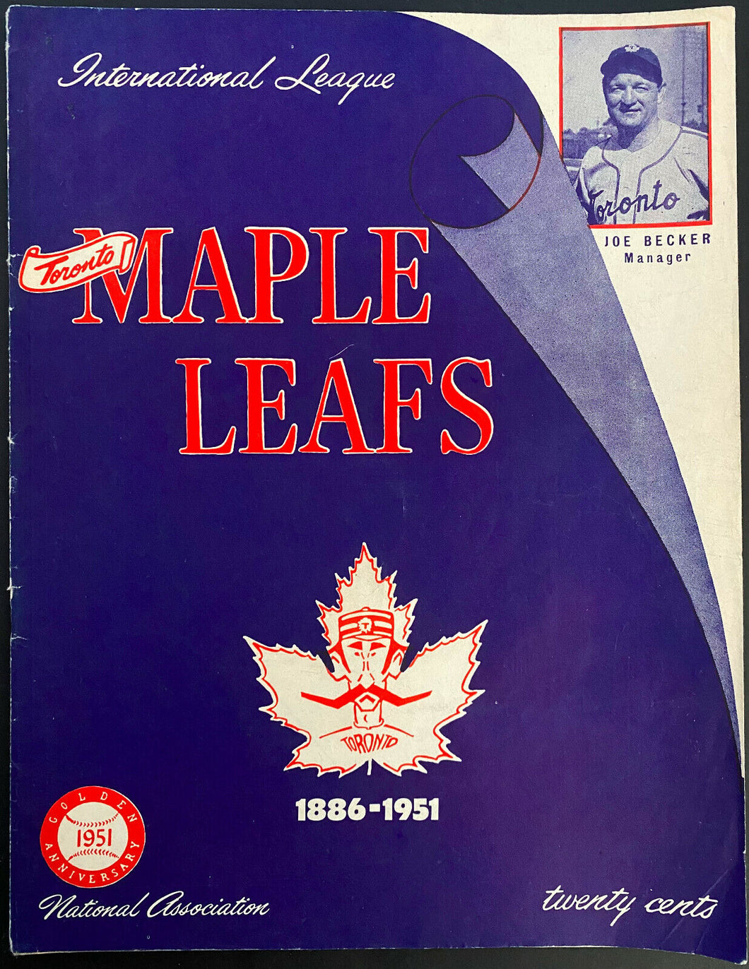 1951 Toronto Maple Leafs Baseball International League Program vs Springfield