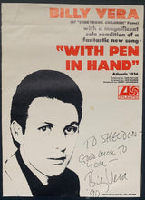 Load image into Gallery viewer, 1990 Billy Vera Signed Ad Photo Music Movie Film Vintage Hollywood Autograph
