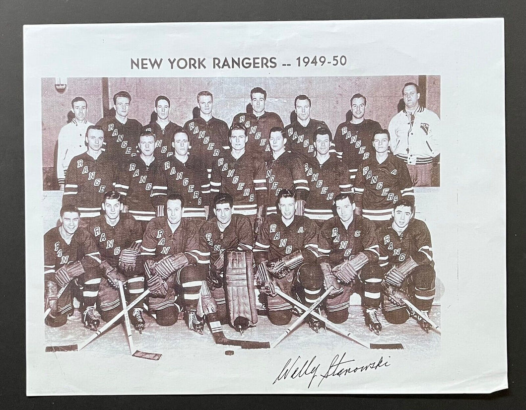 1949-50 New York Rangers Team Photo Autographed By Wally Stanowski Signed NHL