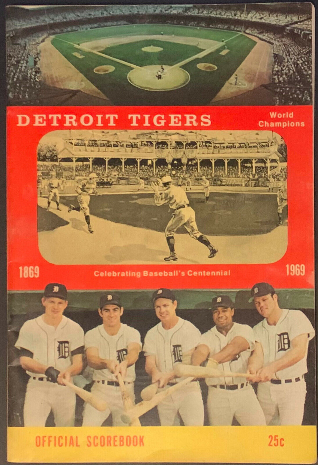 1969 Tiger Stadium MLB Baseball Program Detroit Tigers vs Kansas City Lolich Win