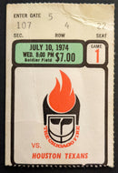 1974 Chicago Fire vs Houston World Football League Ticket + Decal + Schedule