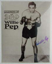 Load image into Gallery viewer, Legends Of The Rings Willie Pep Autographed Promo Photo Boxing (1922-2006) COA
