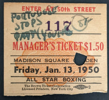 Load image into Gallery viewer, 1950 Madison Square Garden Boxing Vintage Ticket Stub Tuzo Potruguez Paddy Young
