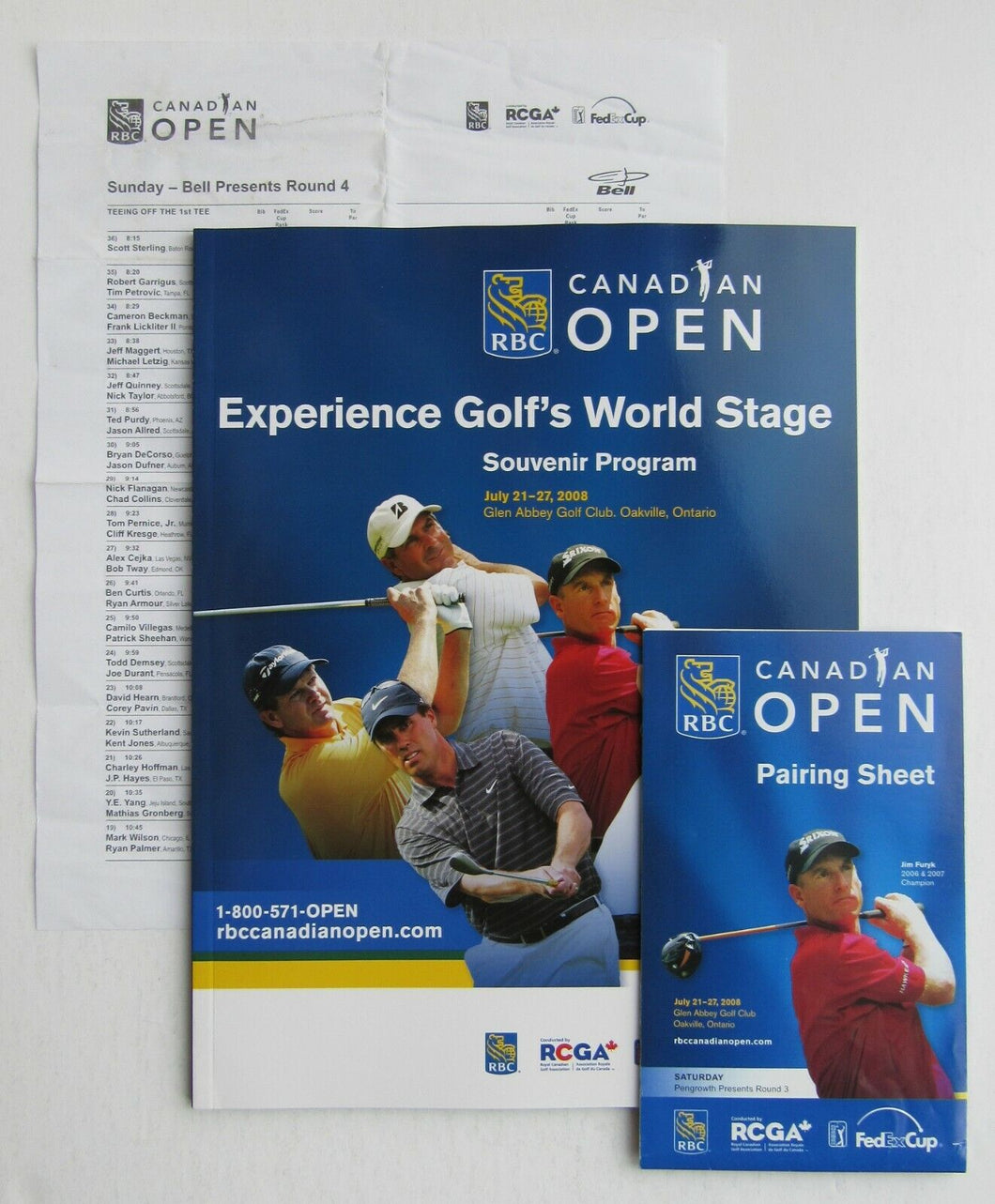 2008 Canadian Open Golf Program Pairing Booklet + Round 4 Daily Sheet Glen Abbey