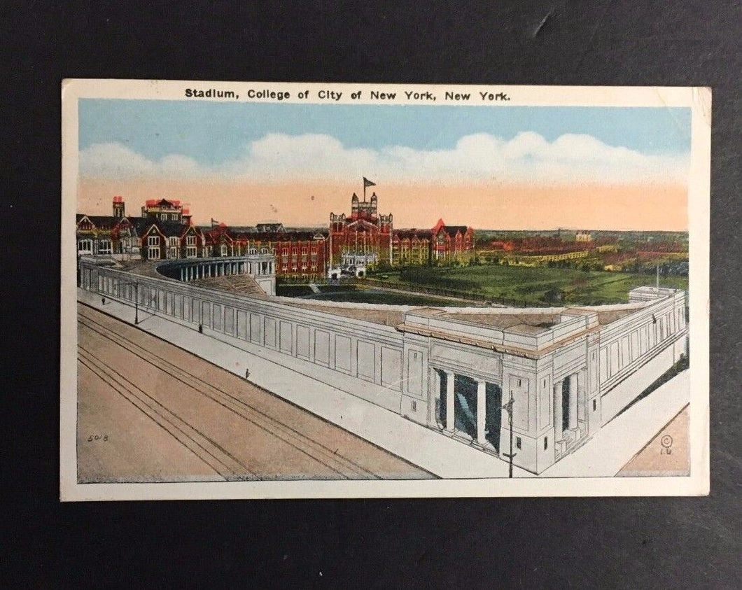 1920 Stadium College New York City Postcard Baseball Vintage Post Card USA Stamp
