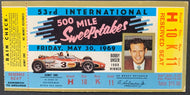 1969 Indy 500 Ticket + Starting Positions Scoresheet Indianapolis Mario Andretti