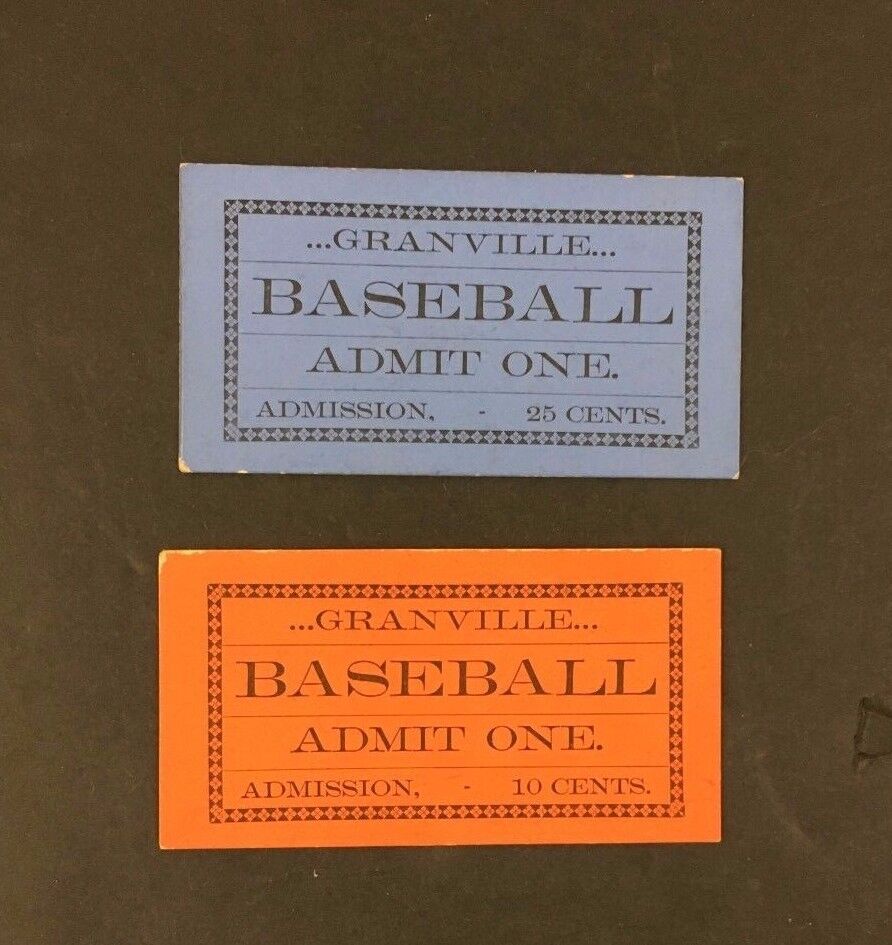 c1900s Baseball Ticket From Granville New York On Heavy Stock Great History