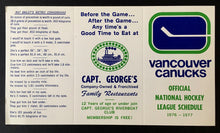 Load image into Gallery viewer, 1976-77 Vancouver Canucks NHL Season Hockey Schedule Vintage Sked HKY
