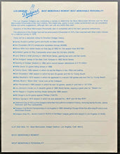 Load image into Gallery viewer, 1970s Los Angeles Dodgers Most Memorable Moment In Clubs History Fan Survey MLB
