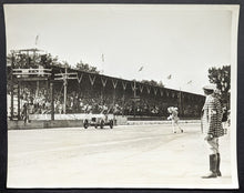 Load image into Gallery viewer, Type 1 B&amp;W Photo 1932 Indy 500 Fred Frame Checkered Flag Indianapolis VTG LOA
