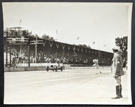 Type 1 B&W Photo 1932 Indy 500 Fred Frame Checkered Flag Indianapolis VTG LOA
