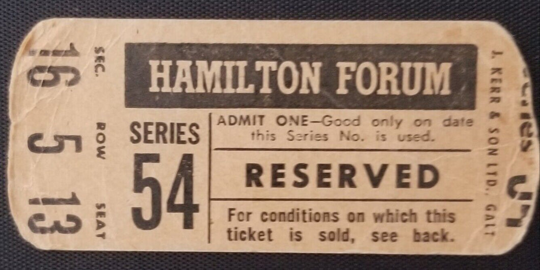 Hamilton ticket clearance stub