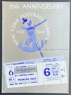 1949 New York Giants 25th Anniversary Football Program vs Philadelphia Eagles
