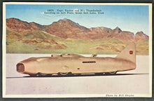 Load image into Gallery viewer, 1940s Salt Flats Utah Rare Postcard Captain Eyston And His Thunderbolt Speeding
