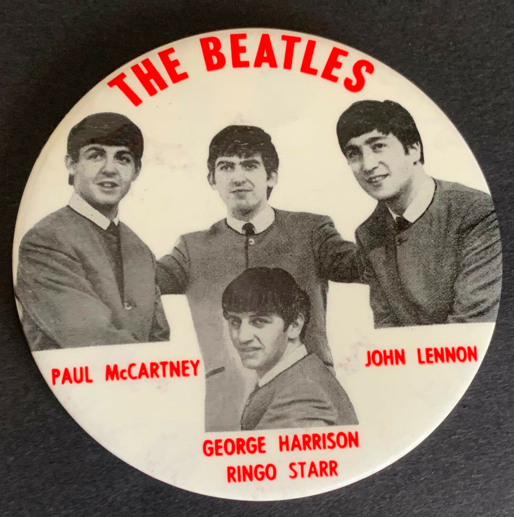 1964 The Beatles Vintage Pinback Button Made In USA Lennon Harrison McCartney