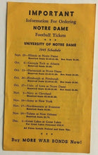 Load image into Gallery viewer, Vintage 1945 Notre Dame Fighting Irish NCAA Football Schedule and Ticket Facts
