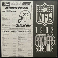 1993 Go Packers NFL Football Decal + Green Bay Packers Schedule Vintage Sticker