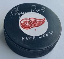 Load image into Gallery viewer, Igor Larionov Signed Detroit Red Wings NHL Hockey Puck Autographed HHOF 2008 COA
