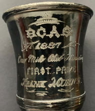 Load image into Gallery viewer, Rare Historical 1887 Bicycle Club First Place Trophy Penny Farthing Bikes VTG
