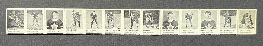 Rare 1940s NHL Hockey Gumball Machine Premium 13 Player Photos Strip Vintage