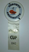 Load image into Gallery viewer, 1982 Toronto Argonauts Pinback Grey Cup Ribbon 2" CFL Football Vintage
