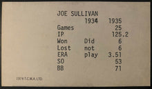 Load image into Gallery viewer, 1974 MLB Baseball Card Detroit Tigers Joe Sullivan 1934-35 TCMA Autographed
