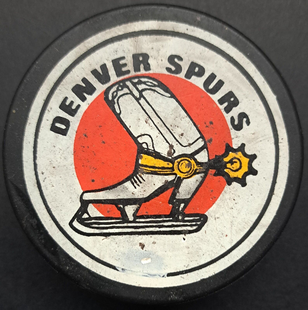 1975-76 Denver Spurs WHA Hockey Game Used Puck Viceroy Vintage