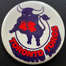 Load image into Gallery viewer, 1973 Toronto Toros WHA Hockey Pinback Button Vintage Defunct Logo Hockey
