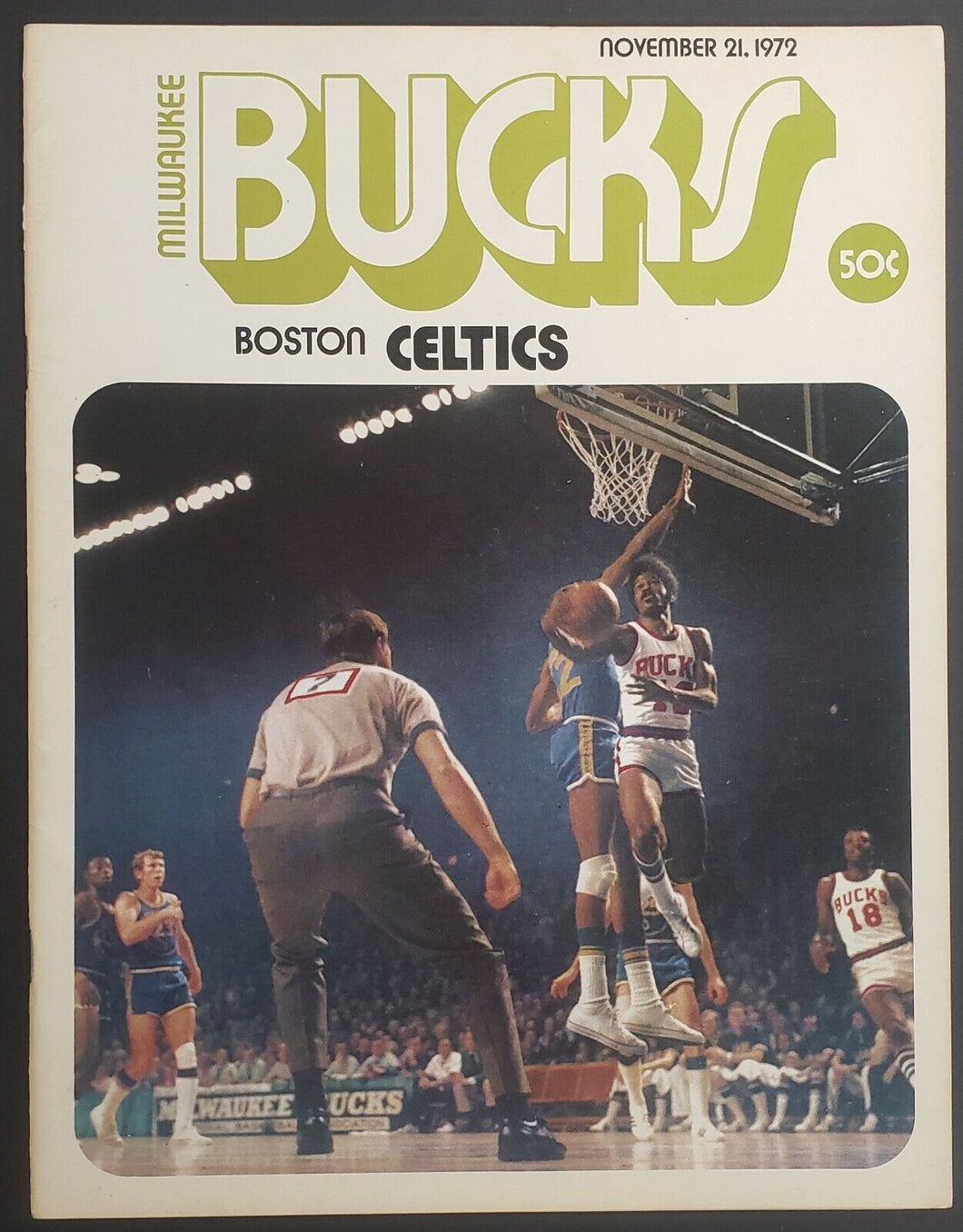 1972 Boston Garden NBA Program Milwaukee Bucks vs Celtics Havlicek Abdul Jabbar