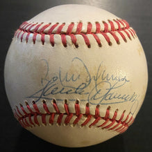 Load image into Gallery viewer, Roberto + Sandy Alomar Signed Bobby Brown Baseball Autographed MLB HOFer JSA COA
