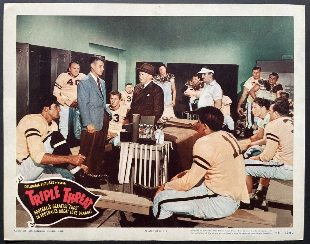 1948 Triple Threat Movie Lobby Card Featuring Football Greats Vintage Original