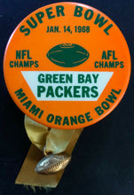 Load image into Gallery viewer, Super Bowl II Pinbacks Rare Only Sold @ The Game Orange Bowl Packers vs Raiders
