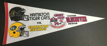 Load image into Gallery viewer, 1986 Grey Cup CFL Pennant Hamilton Tiger Cats vs Edmonton Eskimos BC Place
