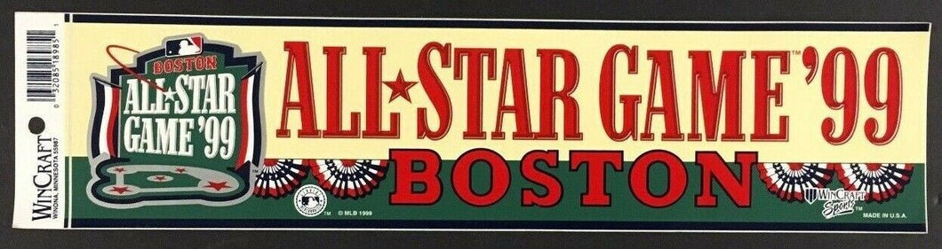 1999 Boston All Star Game Bumper Sticker Baseball Decal Vintage Sports MLB