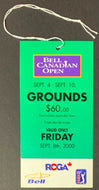 2000 Bell Canadian Open Golf PGA Tour Friday Pass Tiger Woods Wins Vintage