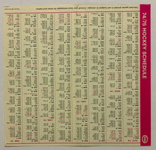 Load image into Gallery viewer, 1974-75 Vintage NHL Hockey Schedule Esso Canada Vtg
