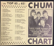1966 Beatles Chum Chart Top 65 Vintage Toronto Radio Advertising Music