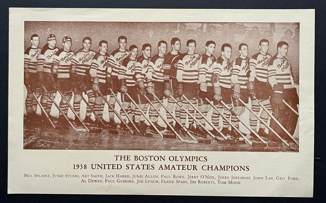 1938 Boston Olympics United States Amateur Champion Hockey Team Photo