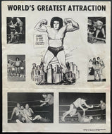 1970s Vintage Andre The Giant Pro Wrestling Enterprises Poster