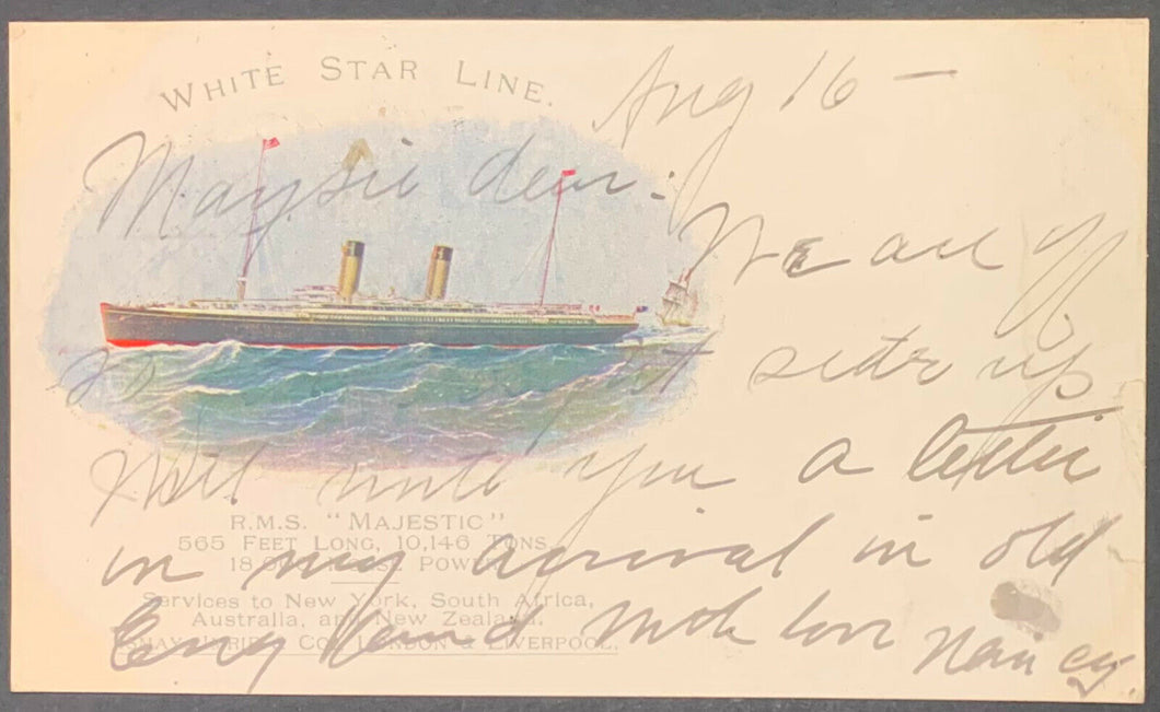 1904 RMS Majestic White Star Postcard 1898 United States Ship Titanic Captain