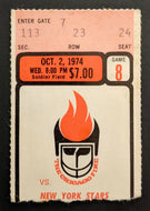 1974 Chicago Fire vs NY Stars World Football League Ticket + Press Pass