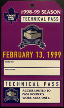 Load image into Gallery viewer, 1999 NHL Hockey Leafs Technical Pass Maple Leaf Gardens Last Game Toronto
