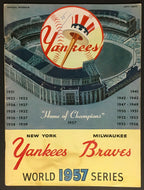 1957 World Series Program Yankee Stadium NY Yankees vs Milwaukee Braves MLB Vtg