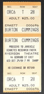 1980 Burton Cummings Live Benefit Concert Ticket Ryerson Theatre Music Toronto