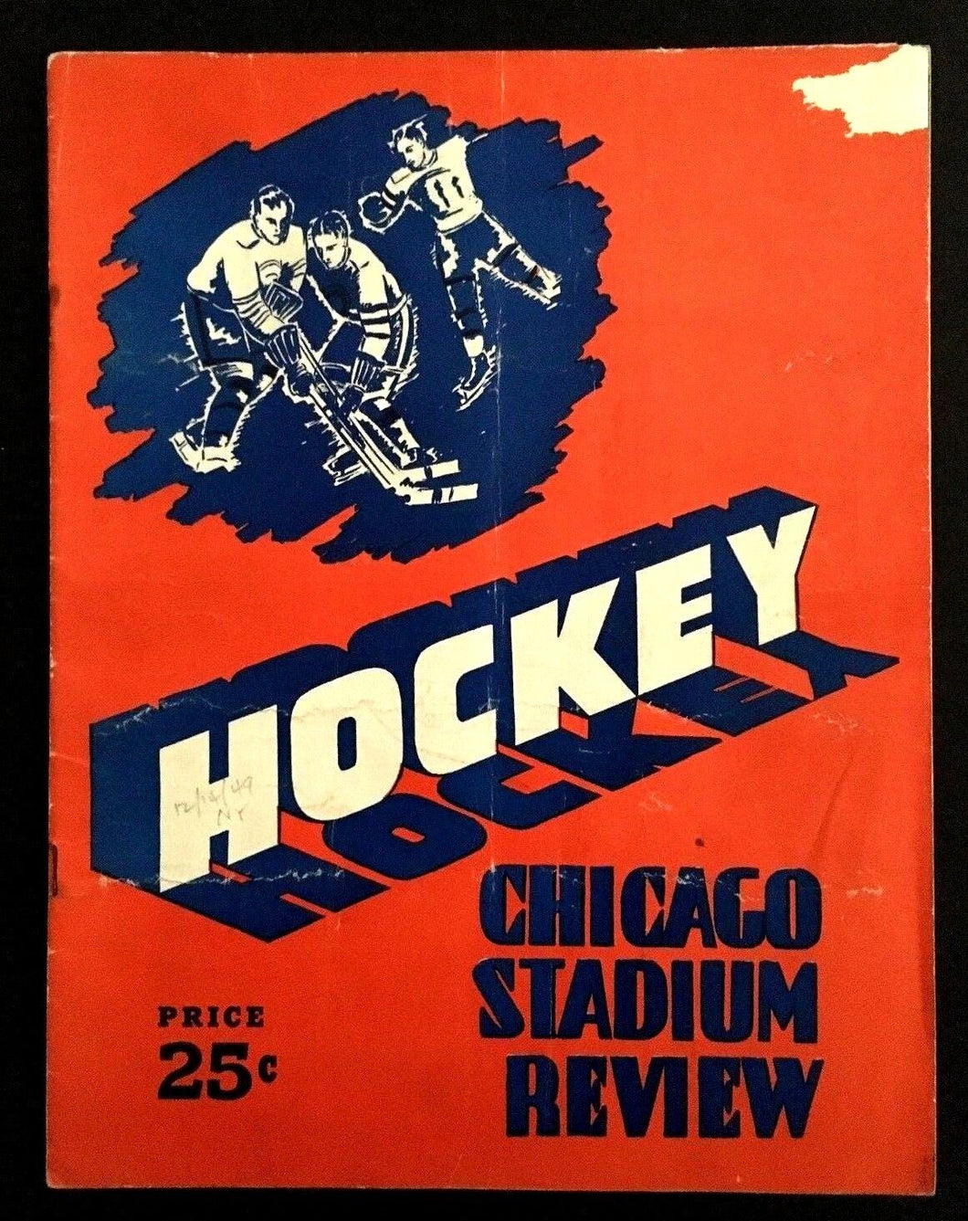 1949 Chicago Stadium Hockey Program New York Rangers vs Chicago Blackhawks NHL