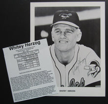 Load image into Gallery viewer, 1980 MLB St Louis Cardinals Whitey Herzog Personally Autographed Photo + Bio
