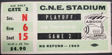Load image into Gallery viewer, 1969 C.N.E. Stadium Toronto Argonauts Playoff Game 2 CFL Football Ticket
