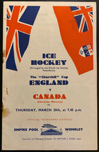 Load image into Gallery viewer, 1952 Olympic Gold Medal Wembley Hockey Canada Program Edmonton Vs England
