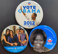 (3) Political 2012 Vote Barack Obama / Joe Biden Campaign Button Pinback Lot